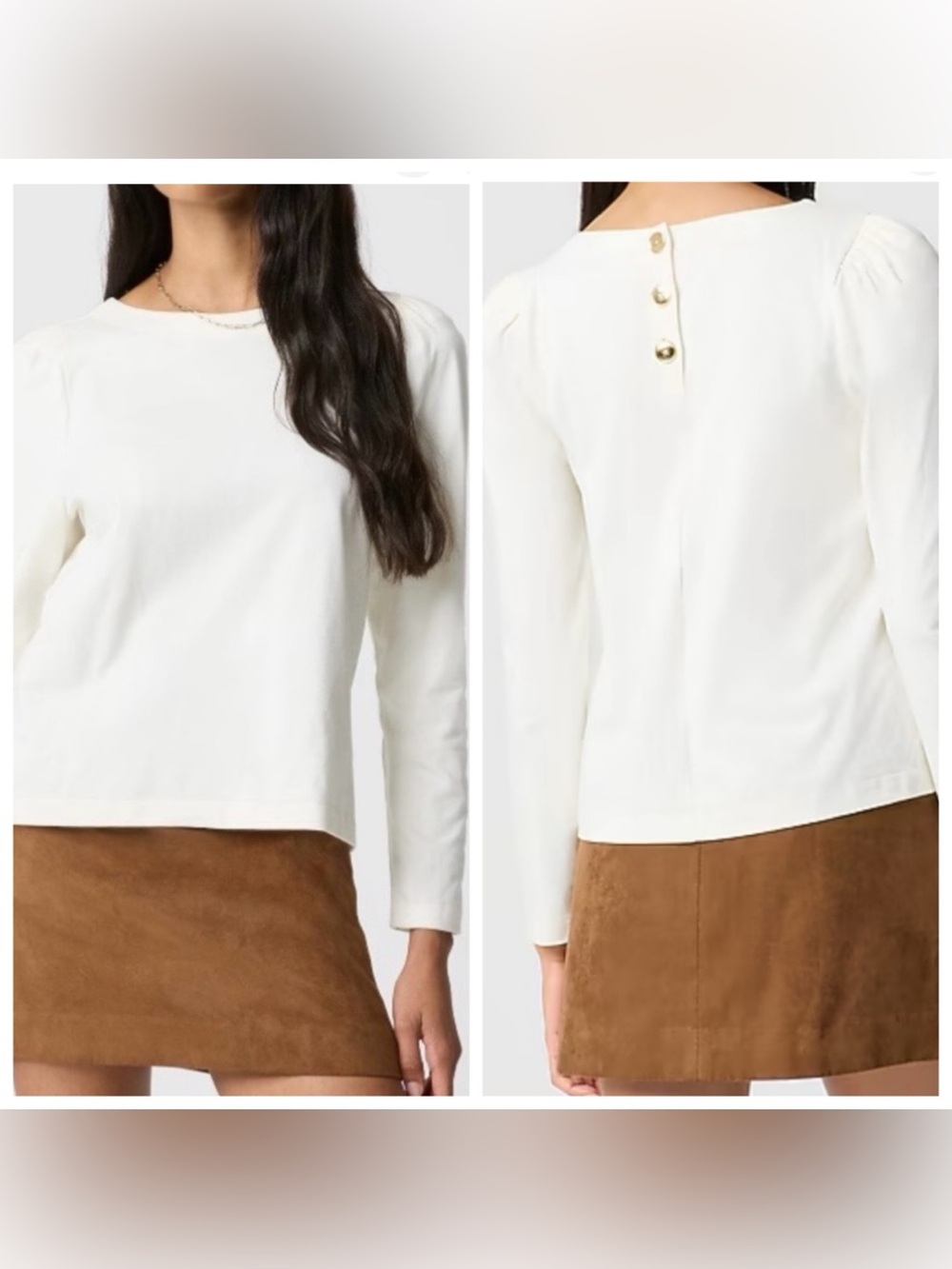 J.Crew Puff-sleeve button-back top